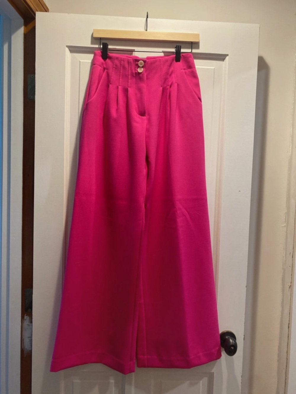 Maeve by Anthropologie High-Waist Wide Leg Dress Pants - Hot Pink